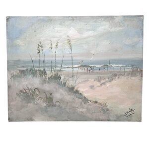 Vintage Original Painting Beach Scene Myrtle Beach by Artist John Szekes 18 x1 4